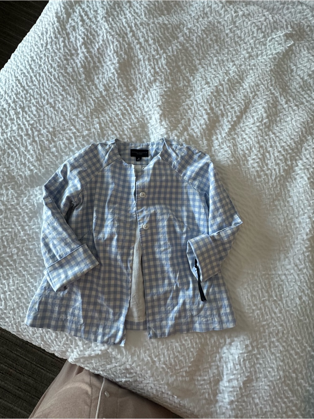 Victoria Beckham for Target Blue and White Gingham Kids Blazer
